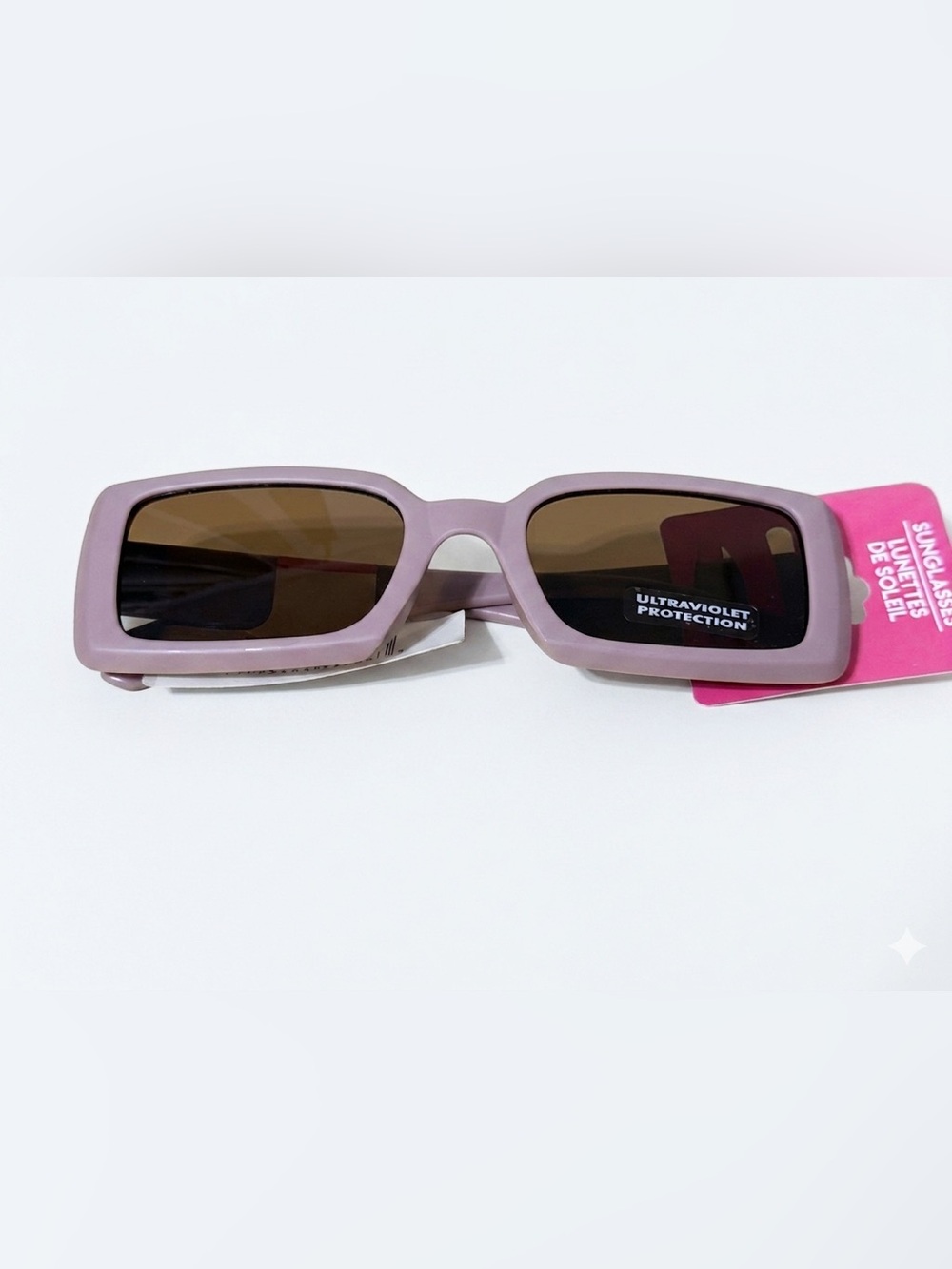 Chic Mauve Rectangle Sunglasses - Picture 2 of 3